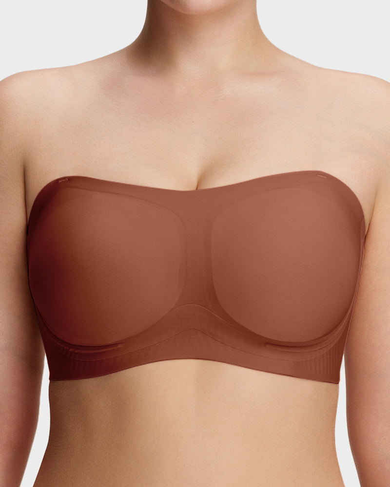 Comfortable Stay-Put Strapless Bra - Coffee