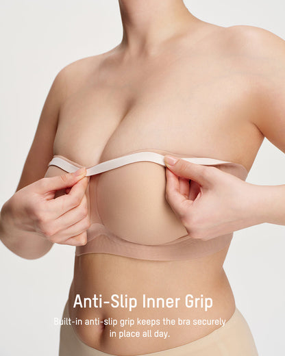 Comfortable Stay-Put Strapless Bra - Nude