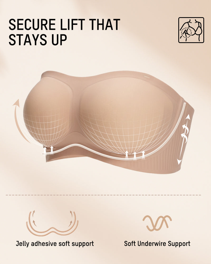 Comfortable Stay-Put Strapless Bra - Nude