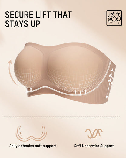 Comfortable Stay-Put Strapless Bra - Nude