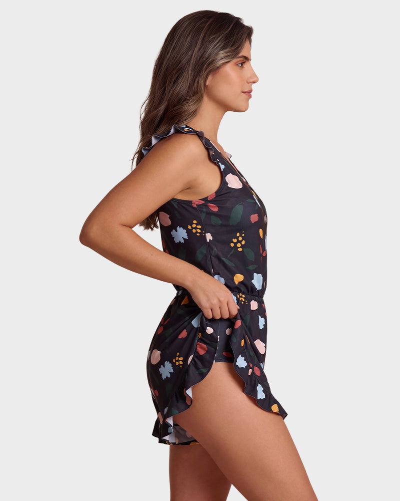 Built-in Bra Swim Romper - Bouquet