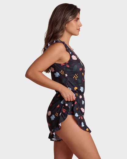 Built-in Bra Swim Romper - Bouquet