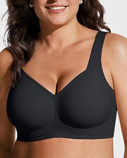 Comfortable Wireless Full Coverage Jelly Smoothing Bra - Black
