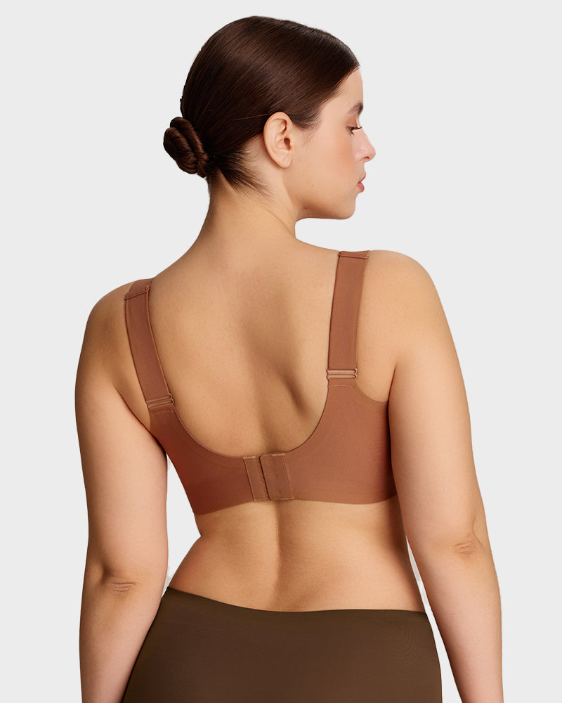 Comfortable Wireless Full Coverage Jelly Smoothing Bra - Coffee