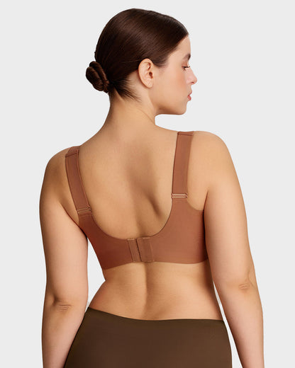 Comfortable Wireless Full Coverage Jelly Smoothing Bra - Coffee