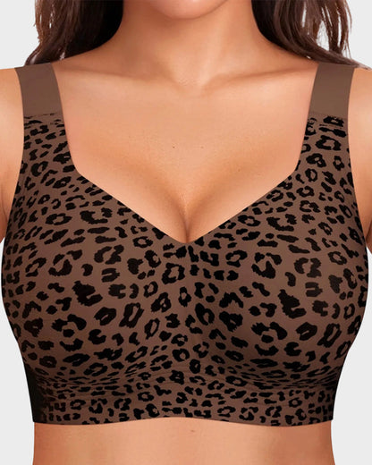 Comfortable Wireless Full Coverage Jelly Smoothing Bra - Leopard