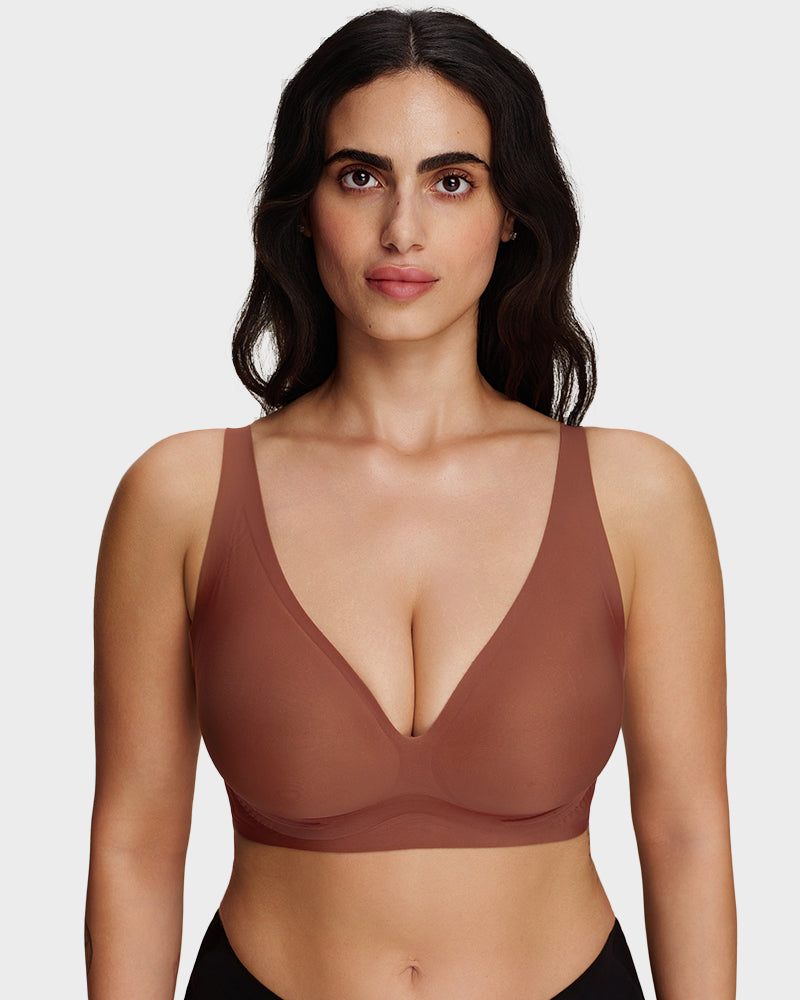 AirEase™ Supportive Wireless Deep-V Bra - Coffee