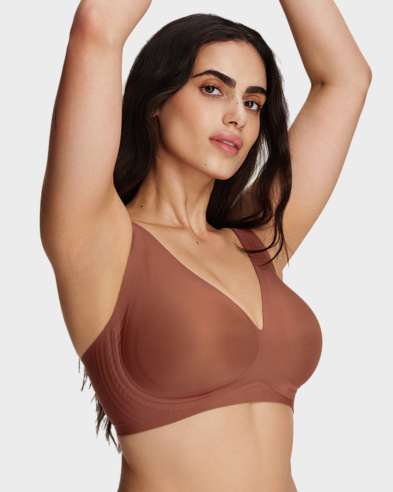 AirEase™ Supportive Wireless Deep-V Bra - Coffee