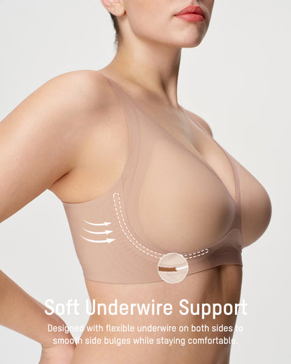 AirEase™ Supportive Wireless Deep-V Bra - Nude