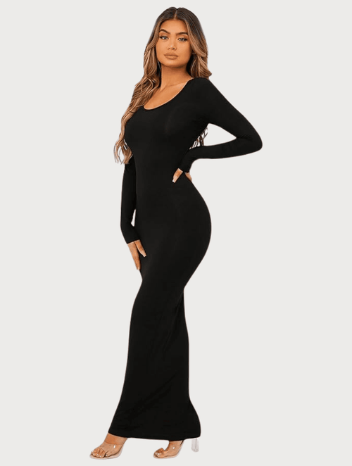 Shapewear Long Sleeve Dress in black
