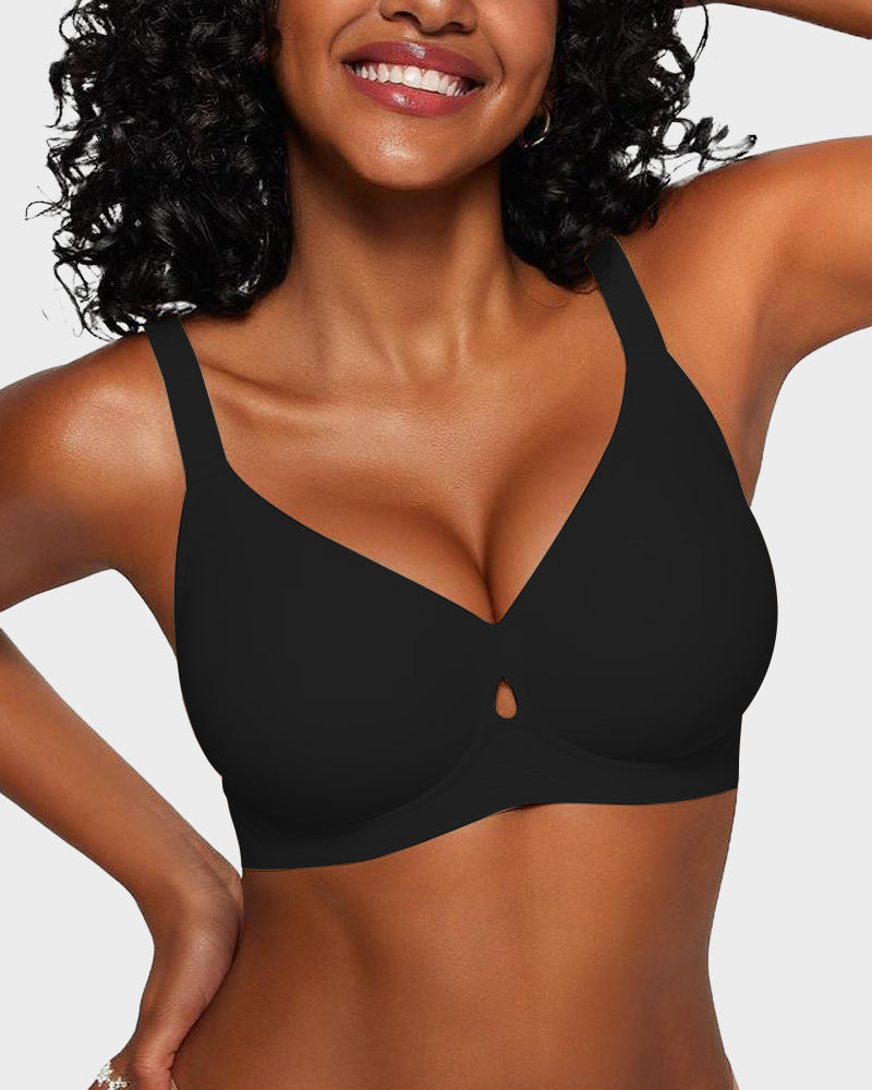 Invisible Jelly Lift Bra with Breathable Water Drop Hollow - Black