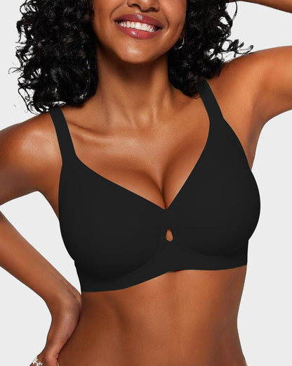 Invisible Jelly Lift Bra with Breathable Water Drop Hollow - Black