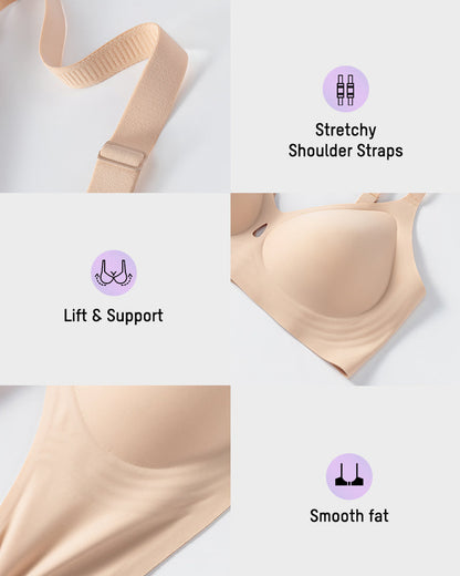 Invisible Jelly Lift Bra with Breathable Water Drop Hollow - Nude
