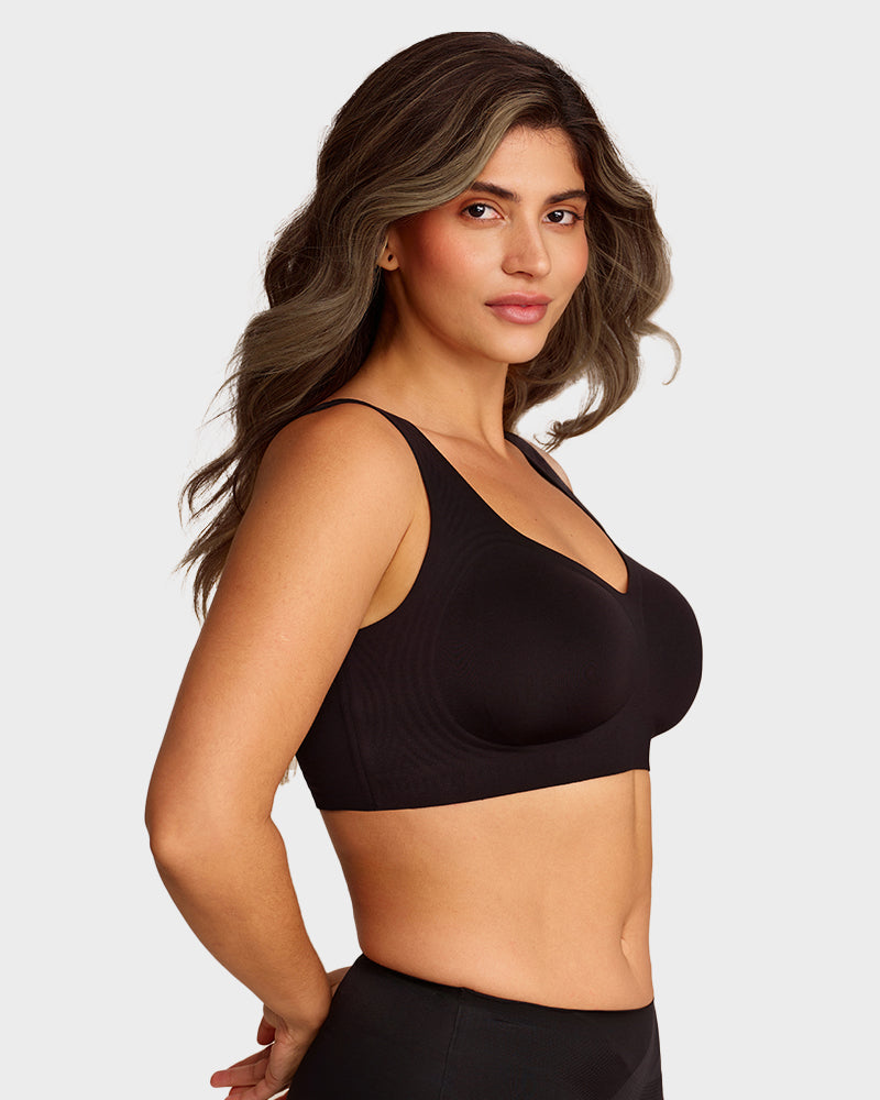 Lifting Wire-Free Antibacterial Jelly Bra - Black