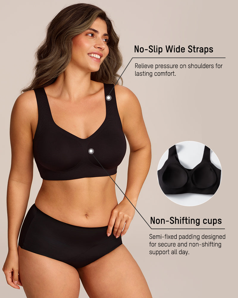 Lifting Wire-Free Antibacterial Jelly Bra - Black