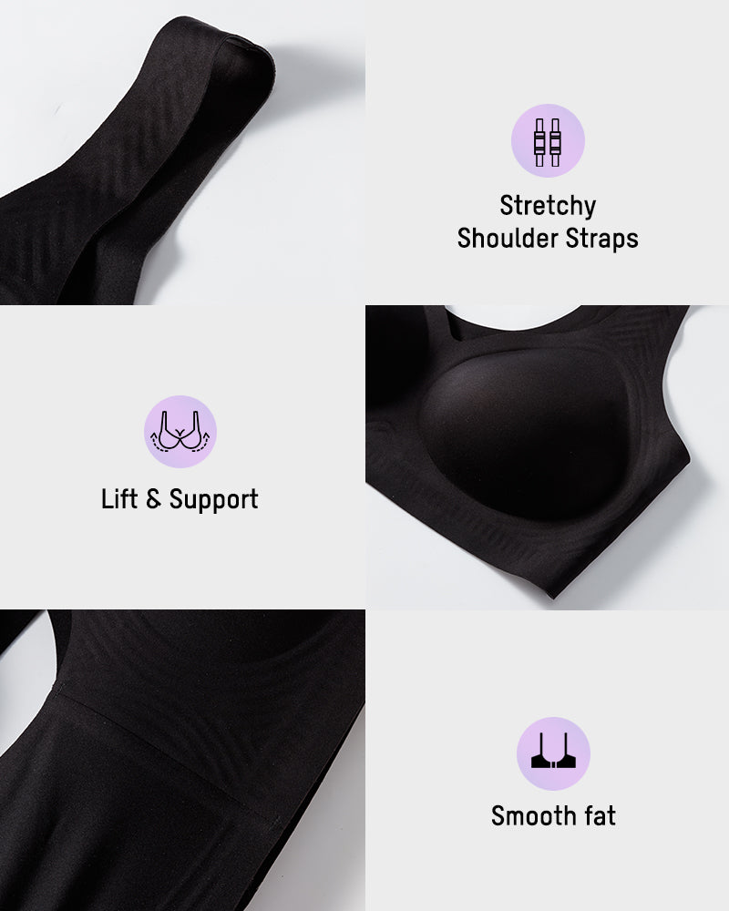 Lifting Wire-Free Antibacterial Jelly Bra - Black