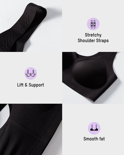 Lifting Wire-Free Antibacterial Jelly Bra - Black