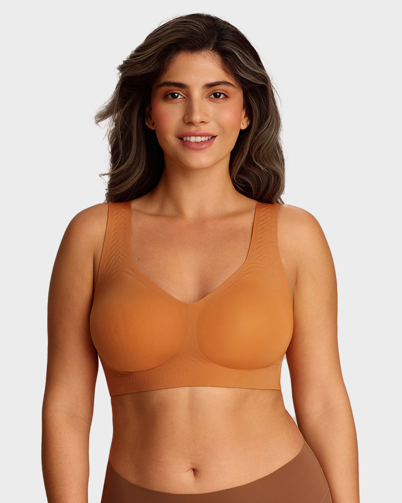 Lifting Wire-Free Antibacterial Jelly Bra - Caramel
