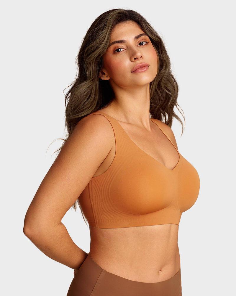 Lifting Wire-Free Antibacterial Jelly Bra - Caramel