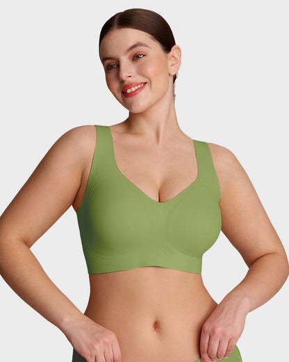 Lifting Wire-Free Antibacterial Jelly Bra - Green