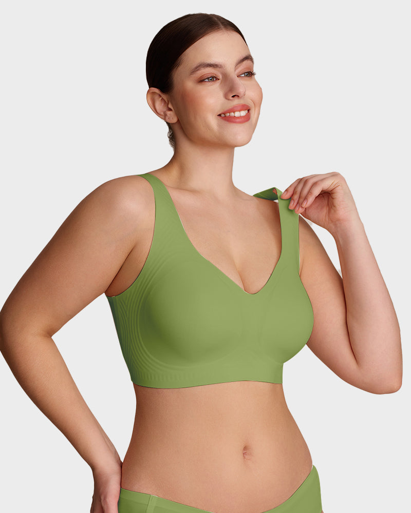 Lifting Wire-Free Antibacterial Jelly Bra - Green