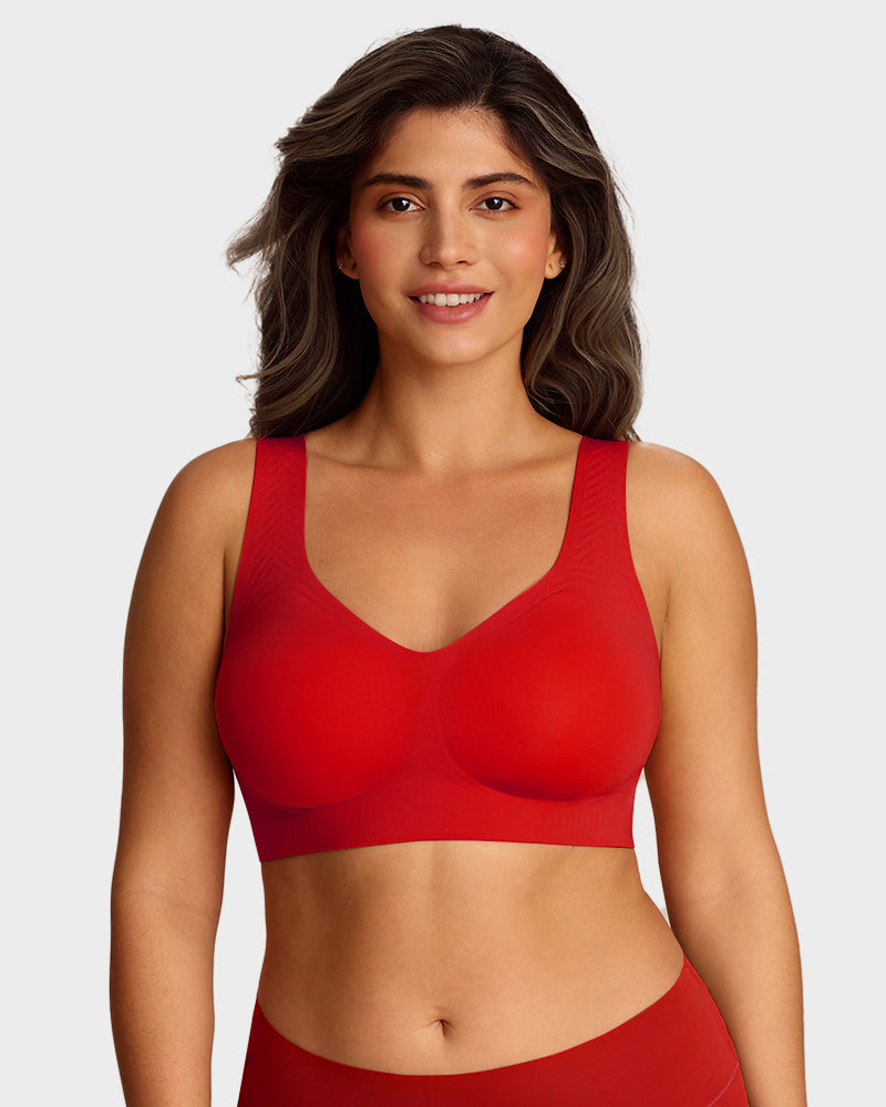 Lifting Wire-Free Antibacterial Jelly Bra - Red