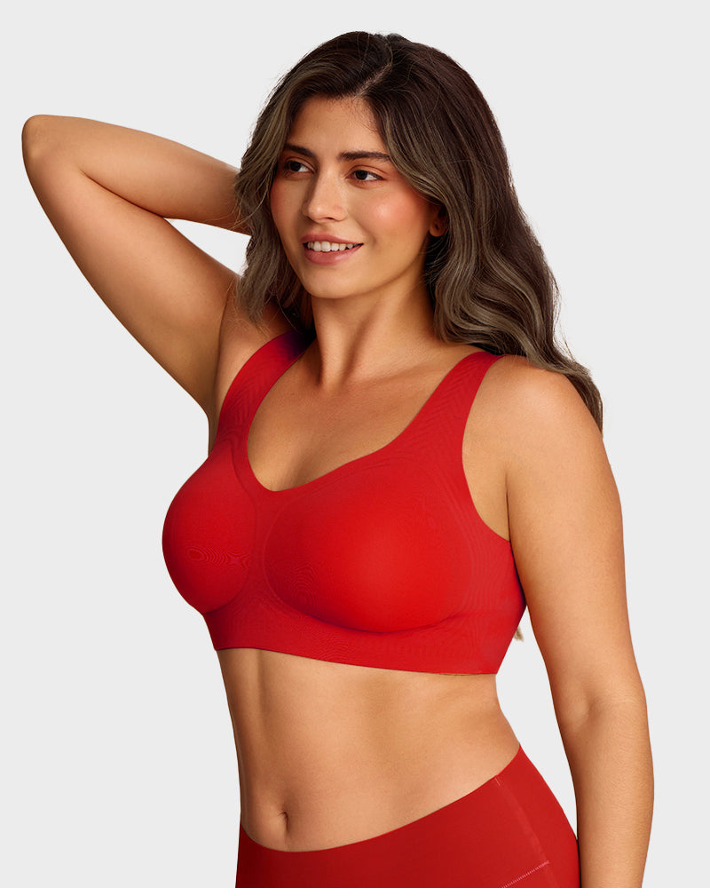 Lifting Wire-Free Antibacterial Jelly Bra - Red