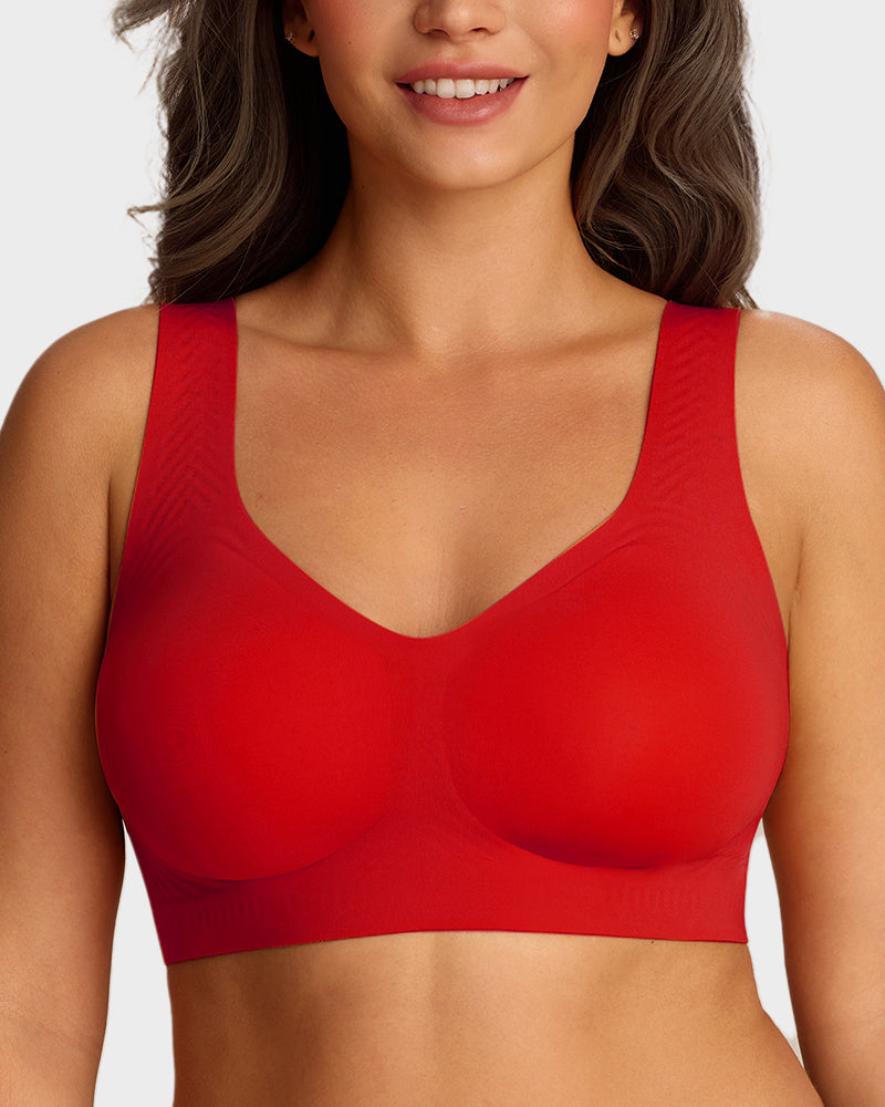 Lifting Wire-Free Antibacterial Jelly Bra - Red