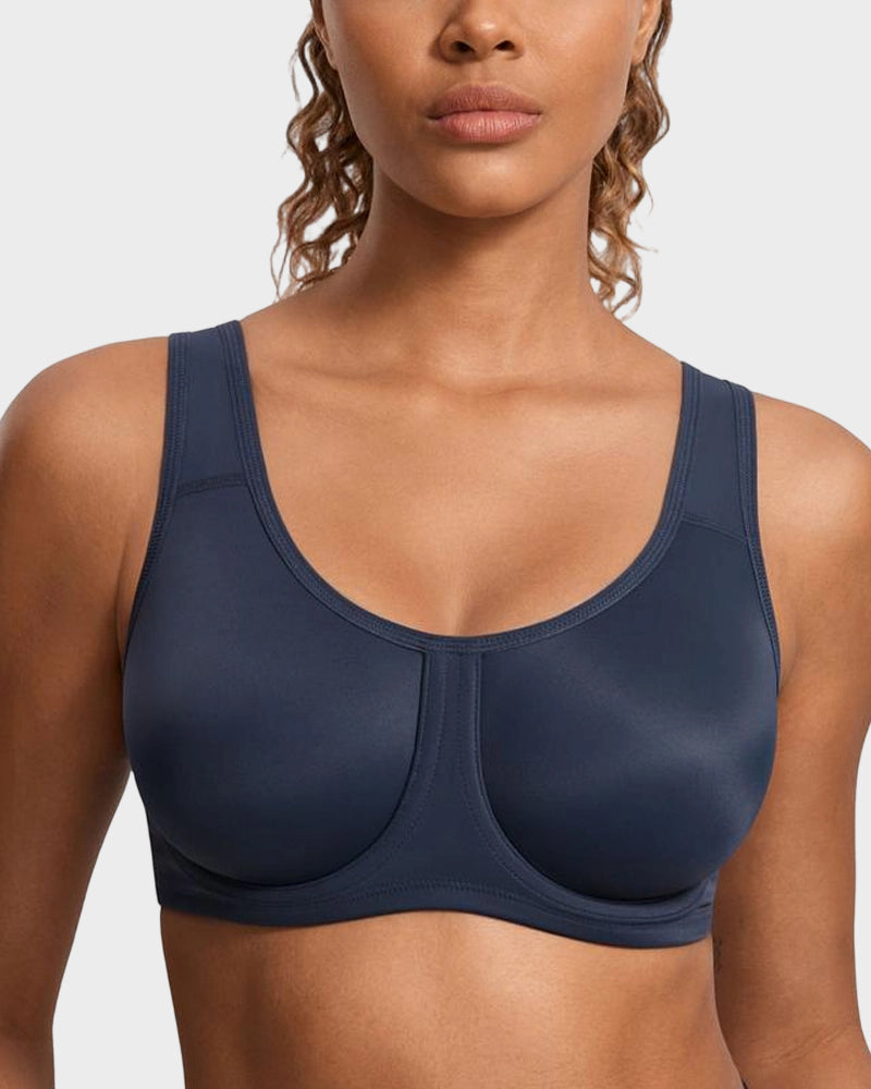 Max Control Outside-Wire High Impact Sports Bra - Navy Blue