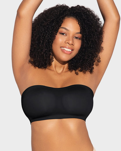 Non-Slip Crossover Side Hook Bandeau Bra - Black