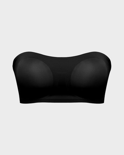 Non-Slip Crossover Side Hook Bandeau Bra - Black