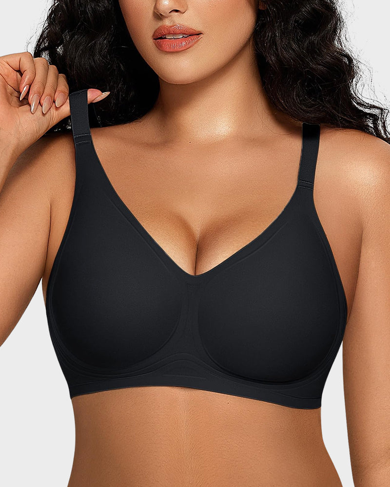 Seamless Soft Comfort Jelly Strip Wireless Bra - Black