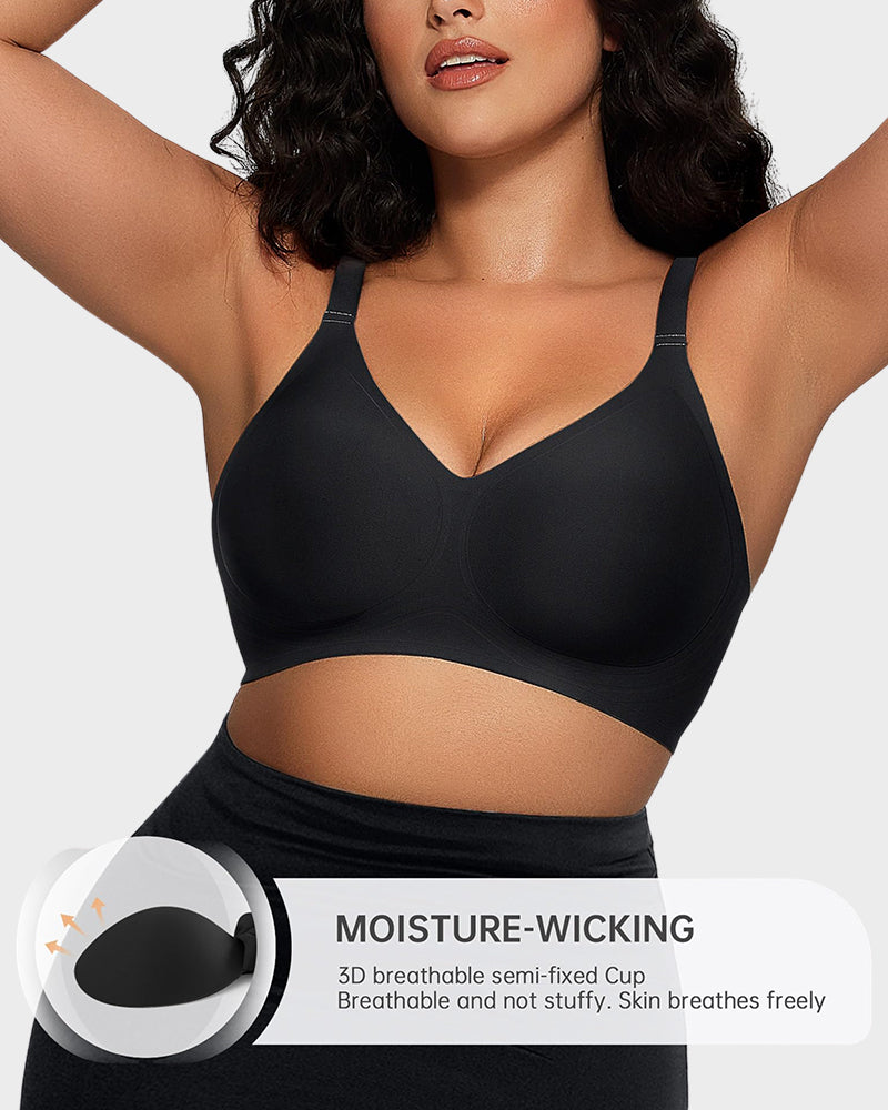 Seamless Soft Comfort Jelly Strip Wireless Bra - Black