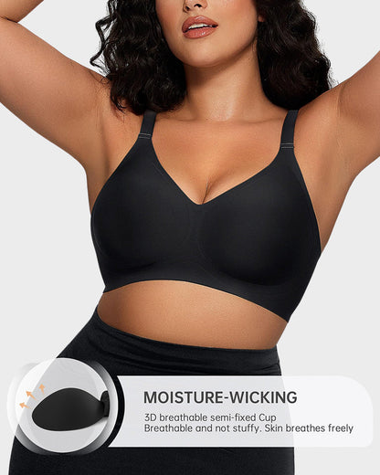 Seamless Soft Comfort Jelly Strip Wireless Bra - Black