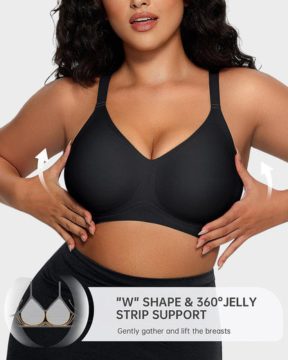 Seamless Soft Comfort Jelly Strip Wireless Bra - Black