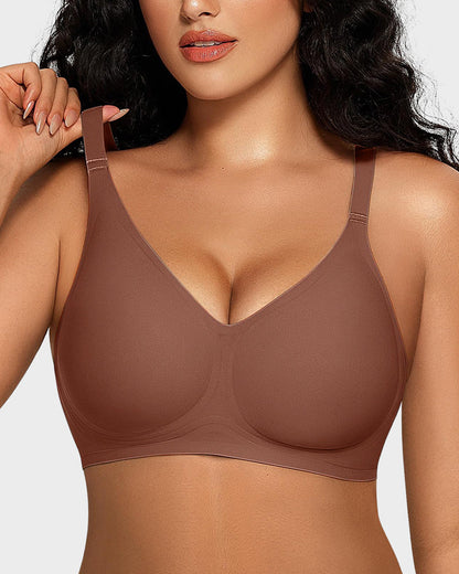 Seamless Soft Comfort Jelly Strip Wireless Bra - Brown