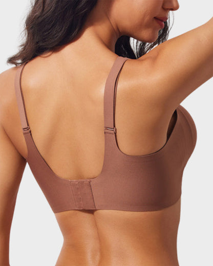 Seamless Soft Comfort Jelly Strip Wireless Bra - Brown