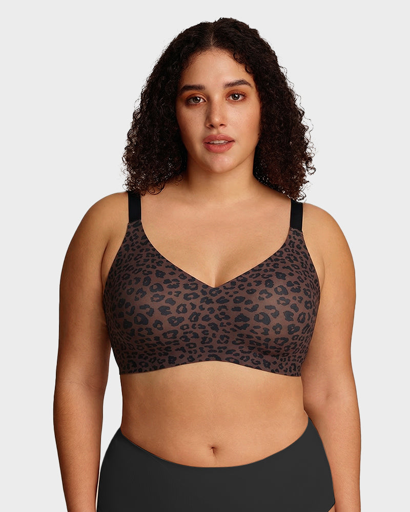 Seamless Soft Comfort Jelly Strip Wireless Bra - Leopard