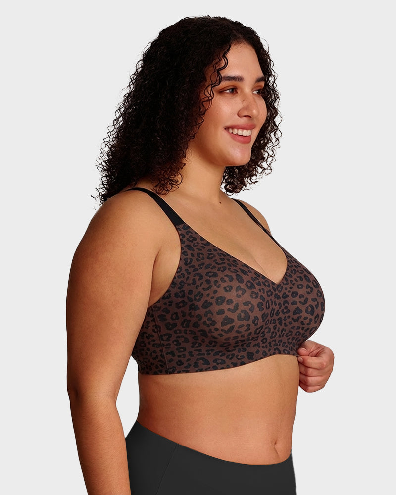 Seamless Soft Comfort Jelly Strip Wireless Bra - Leopard