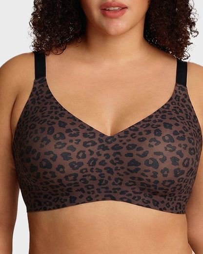 Seamless Soft Comfort Jelly Strip Wireless Bra - Leopard