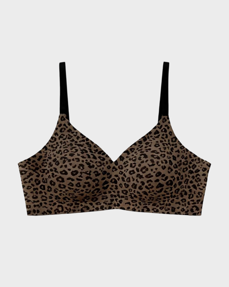 Seamless Soft Comfort Jelly Strip Wireless Bra - Leopard