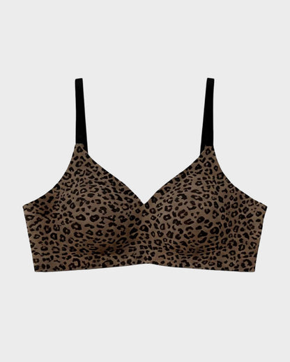 Seamless Soft Comfort Jelly Strip Wireless Bra - Leopard