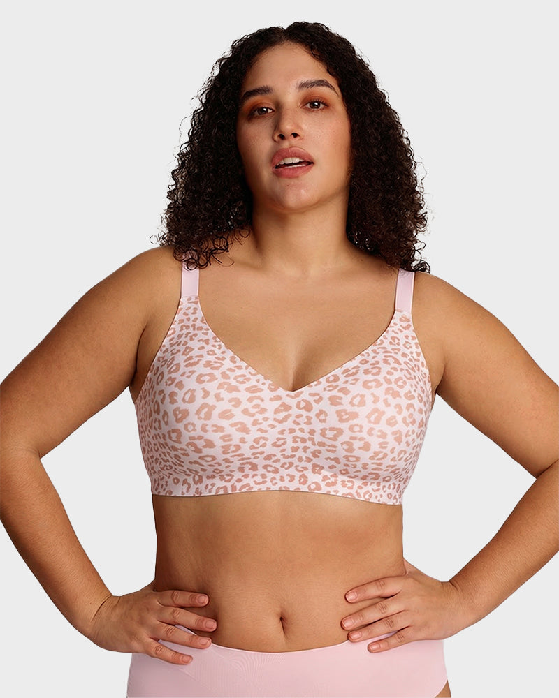 Seamless Soft Comfort Jelly Strip Wireless Bra - Light Leopard