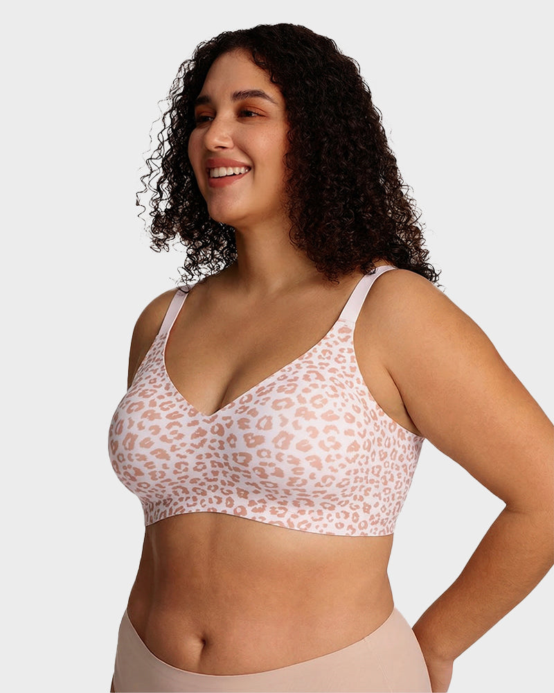 Seamless Soft Comfort Jelly Strip Wireless Bra - Light Leopard