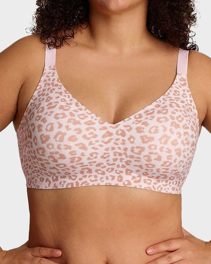 Seamless Soft Comfort Jelly Strip Wireless Bra - Light Leopard