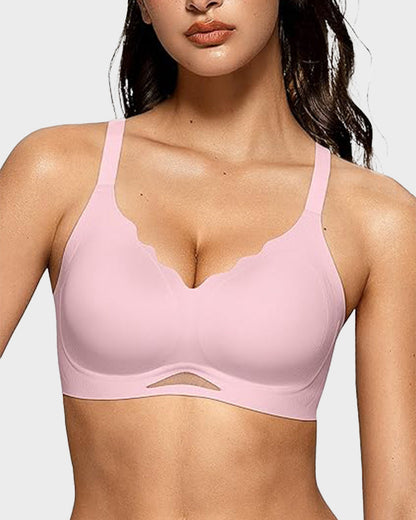 Seamless Soft Comfort Wireless Mesh Bra - Light pink