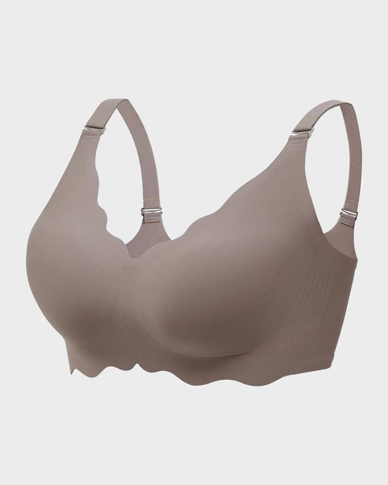 Soft Full Coverage Scalloped Wireless Jelly Bra - Grey