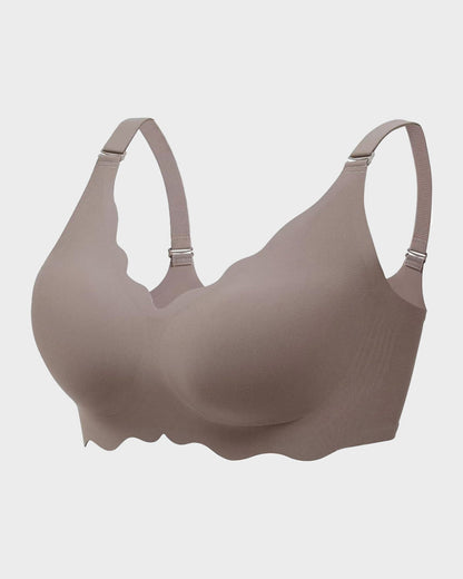 Soft Full Coverage Scalloped Wireless Jelly Bra - Grey