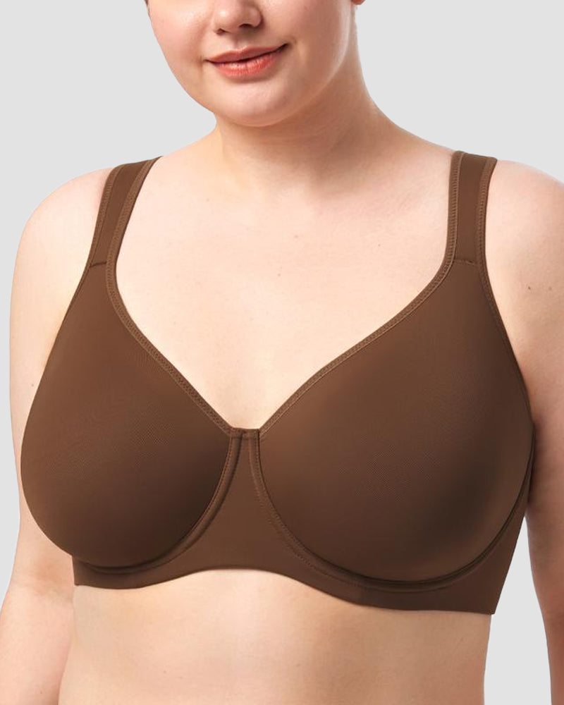 Soft Plus Size Full Coverage Unlined Minimizer Bra - Brown
