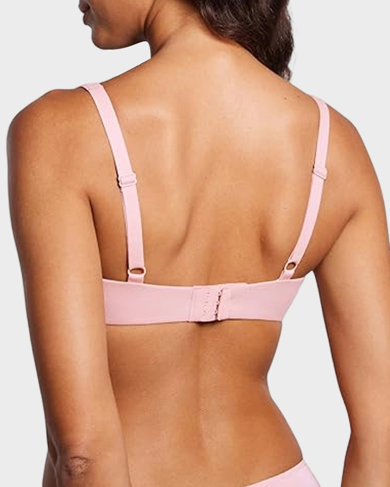 Underwire Support Seamless Unlined Balconette Bra - Pink